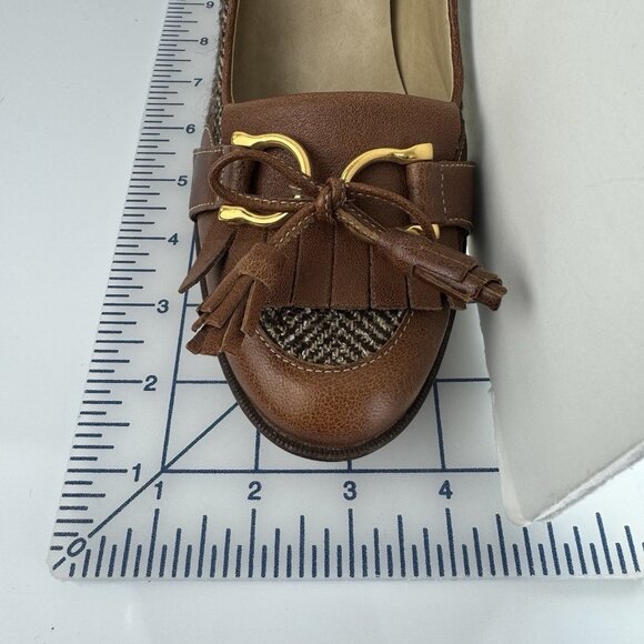 Talbots Margot Block Heel Pumps 9.5 Brown Tweed Leather Womens Shoes Academia - Picture 16 of 16